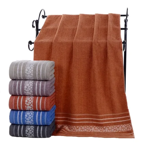 Ręcznik bawełniany ceglasty z ozdobną bordiurą RGI-04