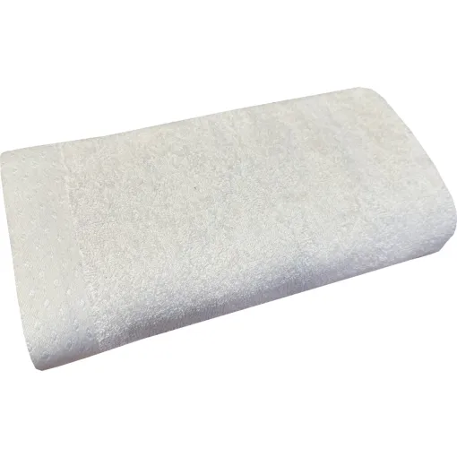 Ręcznik bawełniany biały z ozdobną bordiurą RGK-05