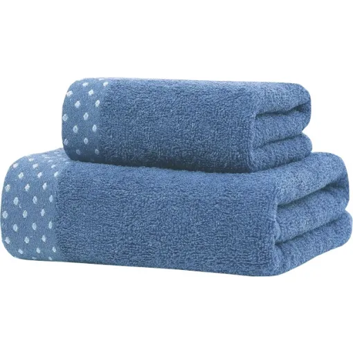 Ręcznik bawełniany niebieski z ozdobną bordiurą RGK-07