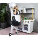 Kuchnia drewniana dla dzieci biało-złota JS-7798