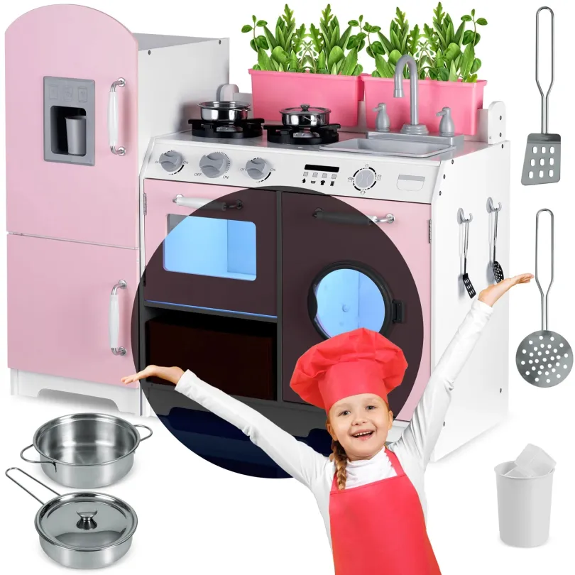 Kuchnia drewniana dla dzieci różowa JS-7837