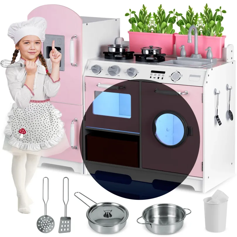 Kuchnia drewniana dla dzieci różowa JS-7837