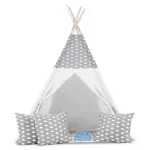 Namiot tipi dla dzieci z girlandą i światełkami w jasnoszare chmurki JS-740401