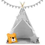 Namiot tipi dla dzieci z girlandą i światełkami szary JS-740010