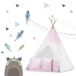 Namiot tipi dla dzieci ze światełkami w różowe gwiazdki JS-740403