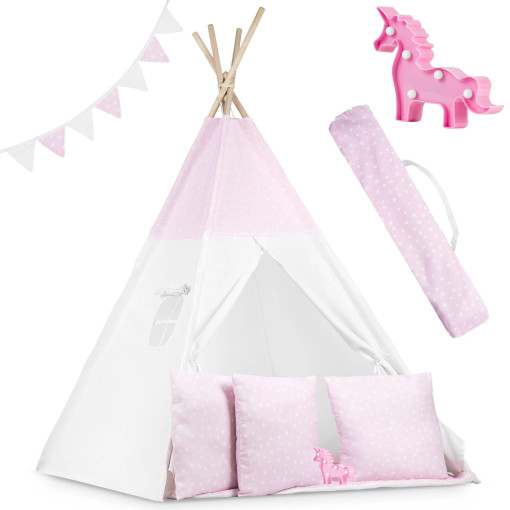 Namiot tipi dla dzieci ze światełkami w różowe gwiazdki NAMA-12