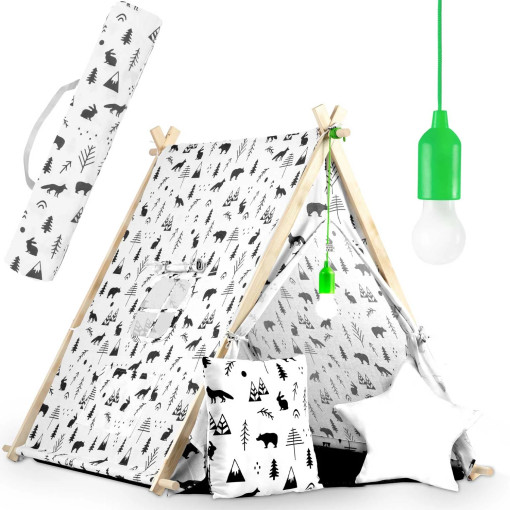 Namiot domek dla dzieci z lampką w leśne zwierzęta NAMB-01