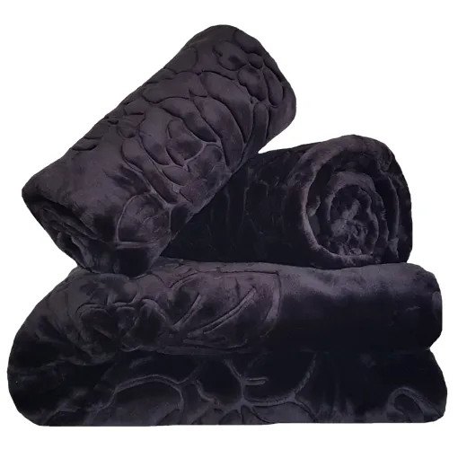 Komplet tłoczonych narzut na kanapę i fotele czarny KTF-06