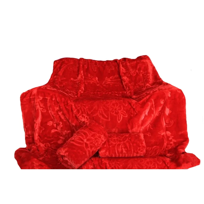 Komplet tłoczonych narzut na kanapę i fotele czerwony KTF-15