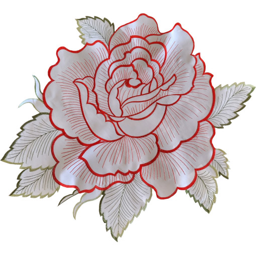 Serwetka haftowana w kształcie róży OHF01-1