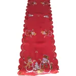 Bieżnik świąteczny prostokątny z haftem w bałwany OS-304-C