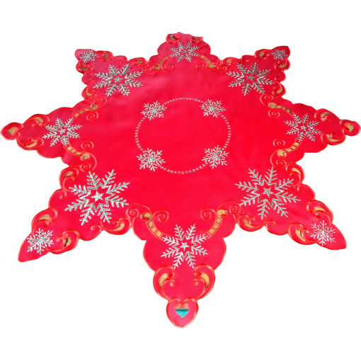 Nakładka świąteczna gwiazda z haftem w płatki śniegu OS-305-C