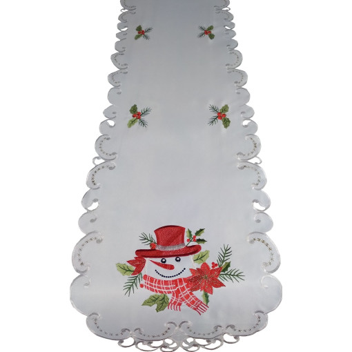 Bieżnik świąteczny z haftem w bałwana OSD03-1