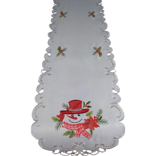 Bieżnik świąteczny z haftem w bałwana OSD03-3