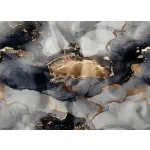 Pościel z bawełny syntetycznej z marmurowym wzorem w odcieniach szarości i złota PEB-847