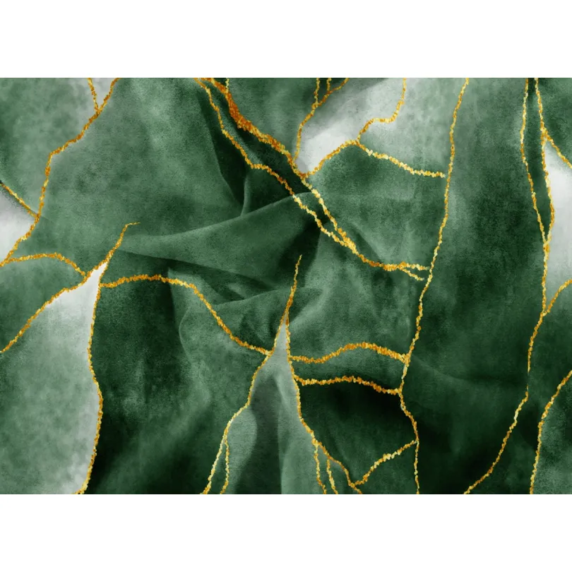 Pościel z bawełny syntetycznej w odcieniach zieleni z złotymi konturami PEB-844