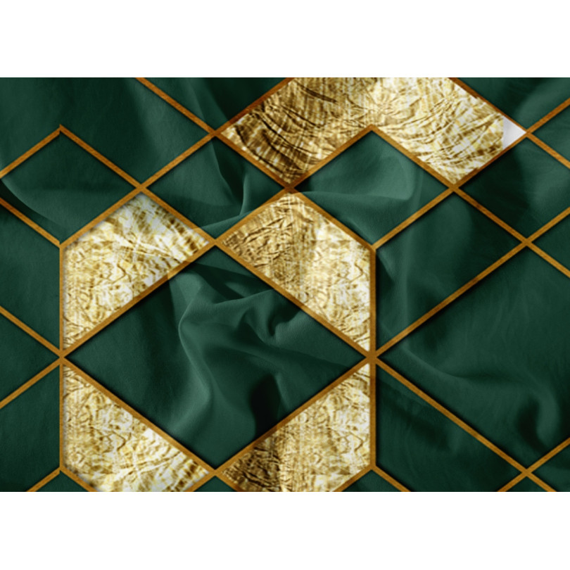 Pościel z bawełny syntetycznej w kolorze złota i zieleni PEB-848