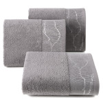 Ręcznik bawełniany z żakardową bordiurą stalowy R162-05