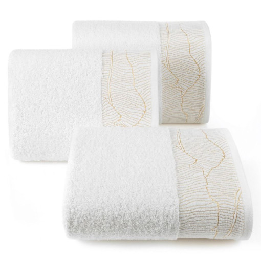 Ręcznik bawełniany z żakardową bordiurą biały R162-01