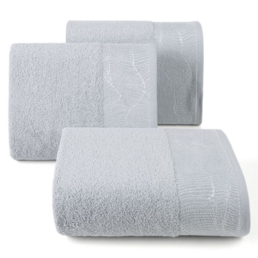 Ręcznik bawełniany z żakardową bordiurą srebrny R162-04