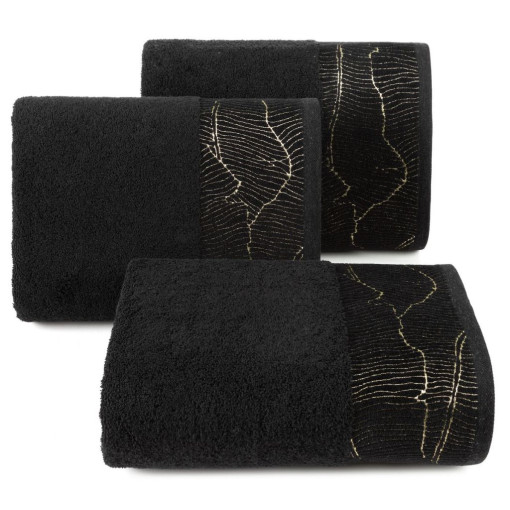 Ręcznik bawełniany z żakardową bordiurą czarny R162-10