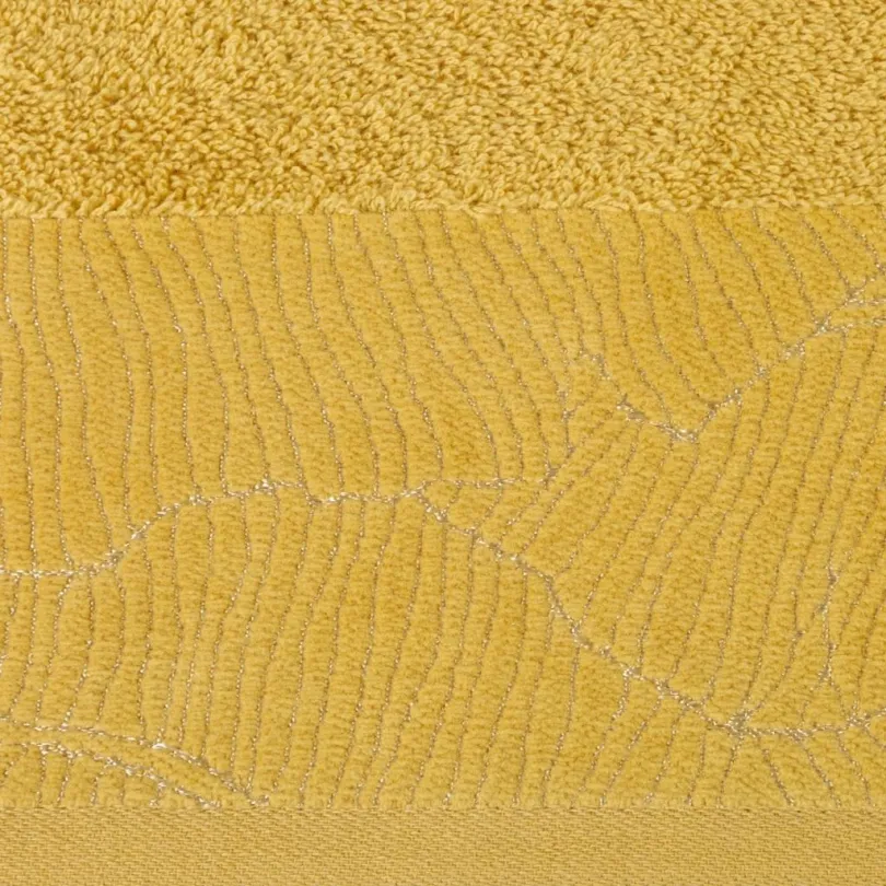 Recznik bawełniany z żakardową bordiurą musztardowy R162-08
