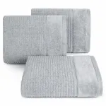 Ręcznik bawełniany z welurową bordiurą stalowy R166-04