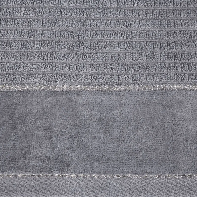 Ręcznik bawełniany z welurową bordiurą grafitowy R166-05