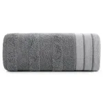Ręcznik bawełniany z żakardową bordiurą stalowy R170-05