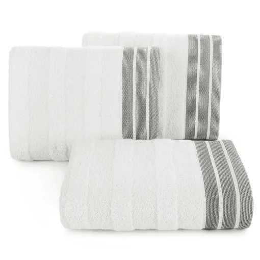 Ręcznik bawełniany z żakardową bordiurą biały R170-01