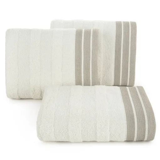Ręcznik bawełniany z żakardową bordiurą kremowy R170-02