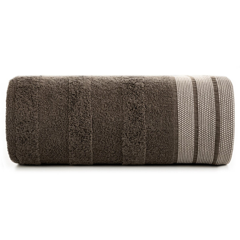Ręcznik bawełniany z żakardową bordiurą brązowy R170-06