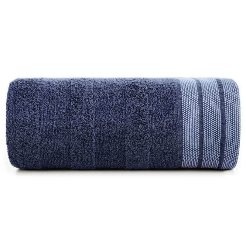 Ręcznik bawełniany z żakardową bordiurą granatowy R170-07