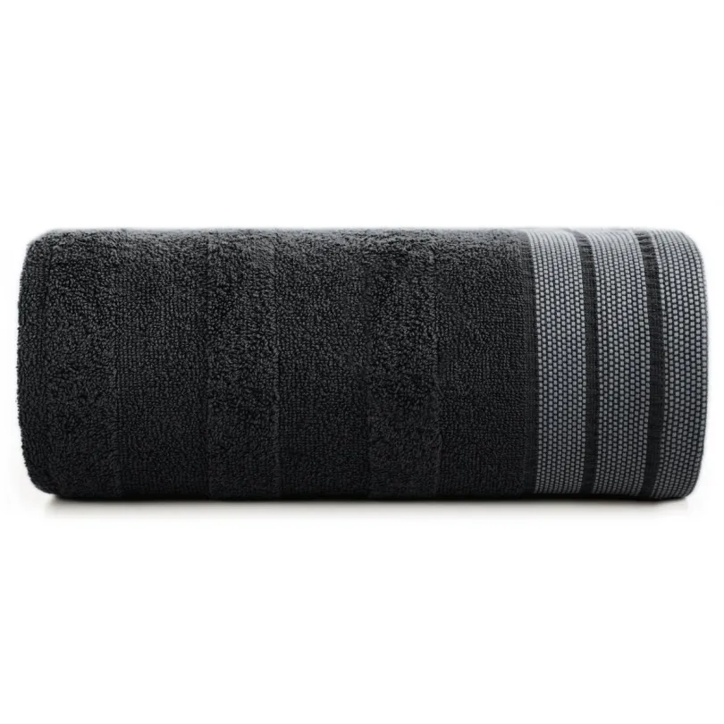 Ręcznik bawełniany z żakardową bordiurą czarny R170-08