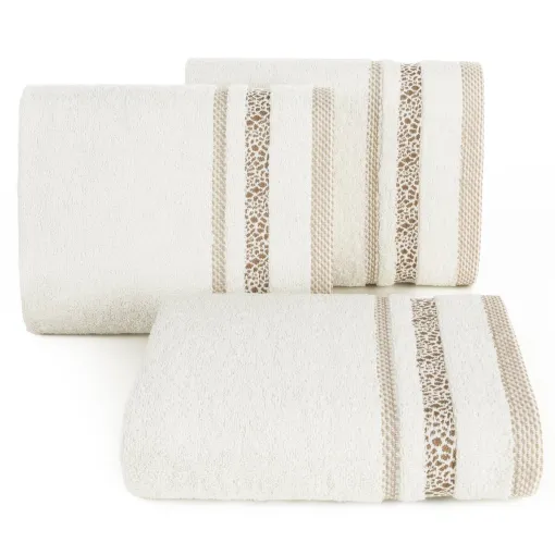 Ręcznik bawełniany z żakardową bordiurą kremowy R171-01