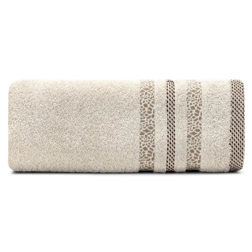 Ręcznik bawełniany z żakardową bordiurą beżowy R171-02