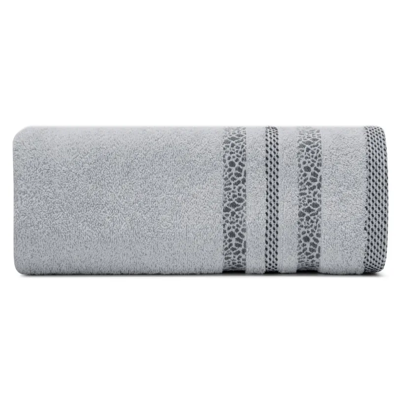 Ręcznik bawełniany z żakardową bordiurą srebrny R171-03