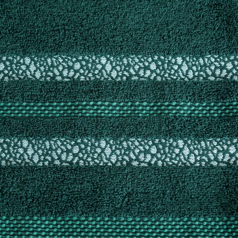 Ręcznik bawełniany z żakardową bordiurą ciemnozielony R171-06