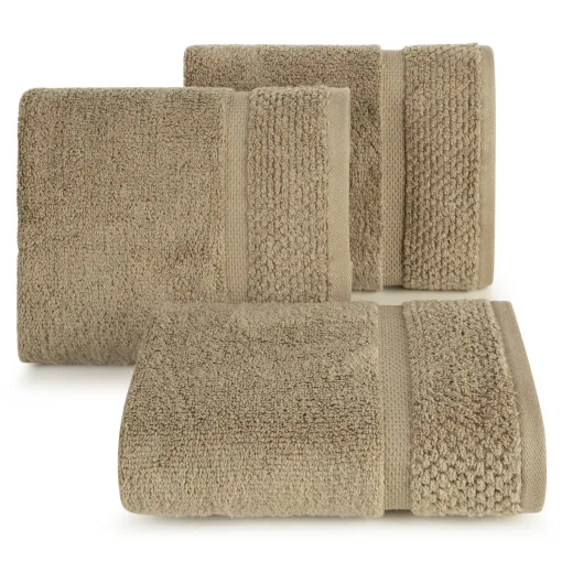 Ręcznik bawełniany z ryżową bordiurą beżowy R172-03