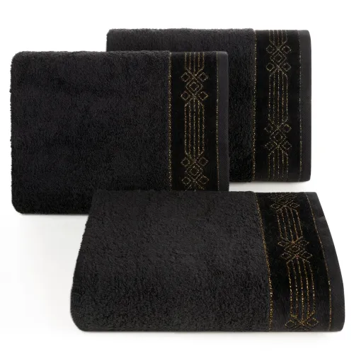 Ręcznik bawełniany czarny z ozdobną bordiurą R173-07