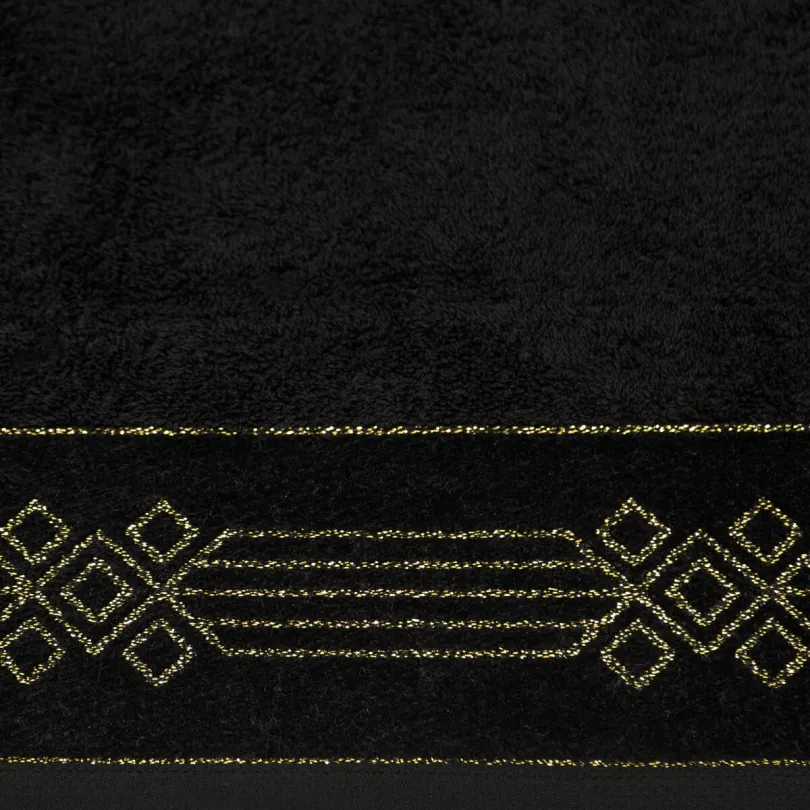 Ręcznik bawełniany czarny z ozdobną bordiurą R173-07