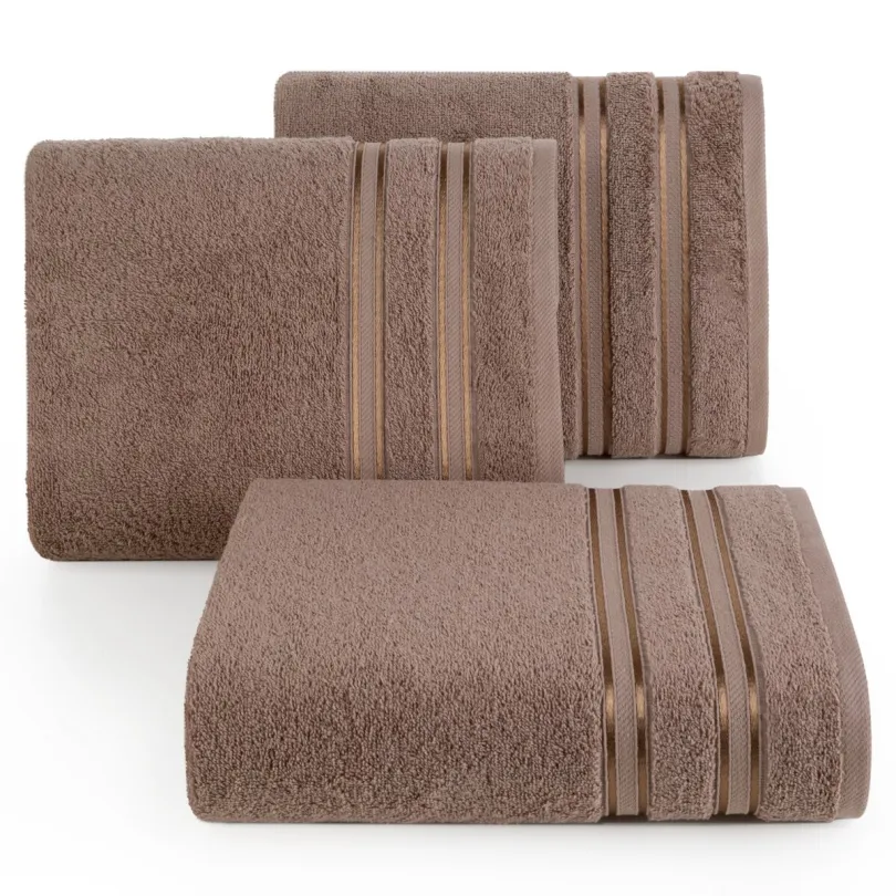 Ręcznik bawełniany brązowy z ozdobną bordiurą R175-04