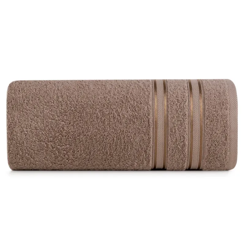 Ręcznik bawełniany brązowy z ozdobną bordiurą R175-04