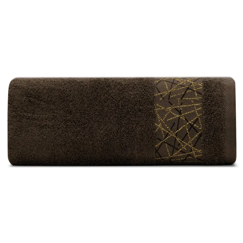 Ręcznik bawełniany z ozdobną bordiurą brązowy R177-04