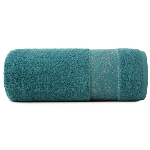 Ręcznik bawełniany z ozdobną bordiurą turkusowy R180-04