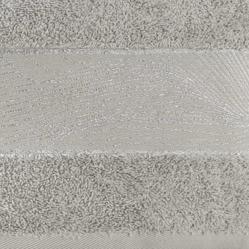 Ręcznik bawełniany z ozdobną bordiurą srebrny R180-03