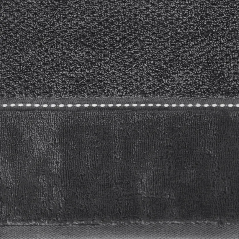 Ręcznik o ryżowej strukturze ze stebnowaniem i welwetową bordiurą grafitowy R181-04