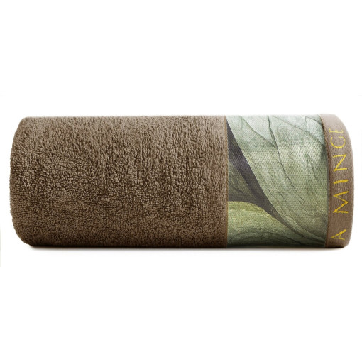 Ręcznik bawełniany jasnobrązowy z ozdobną bordiurą R183-03