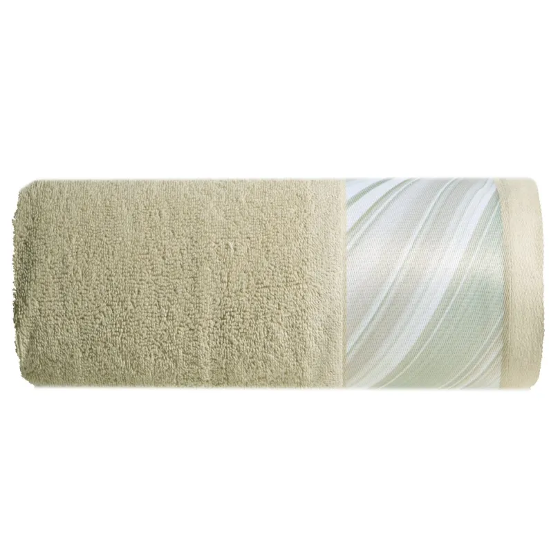 Ręcznik bawełniany oliwkowy z ozdobną bordiurą R184-02