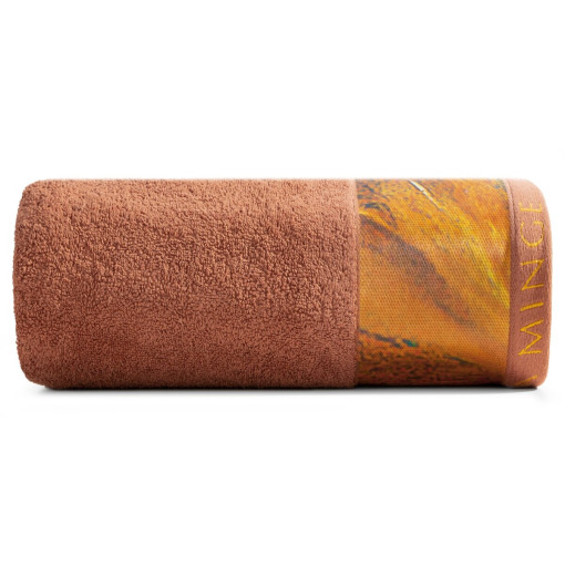 Ręcznik bawełniany ceglasty z ozdobną bordiurą R185-01
